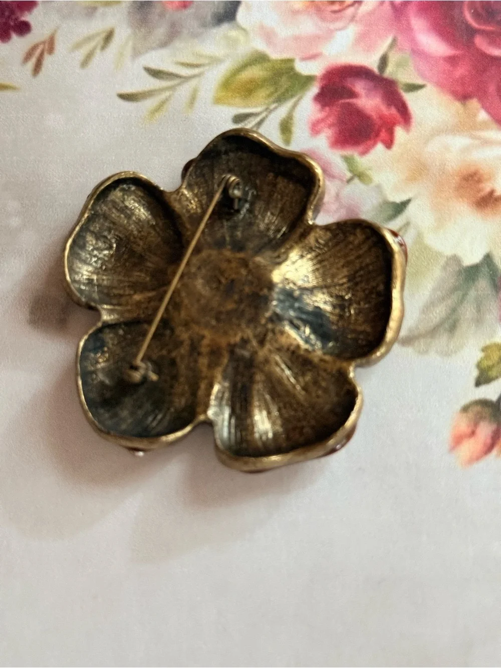 Multicolor Crystal Flower Brooch - Brown Floral Pin